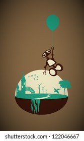 Vector Retro Toy with a Balloon Scene