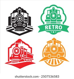 Vector retro train on white background 