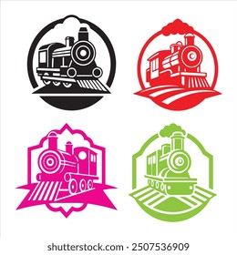 Vector retro train on white background 