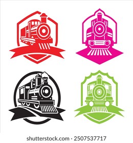 Vector retro train on white background 