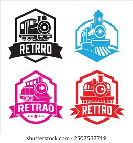 Vector retro train on white background 