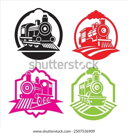 Vector retro train on white background 