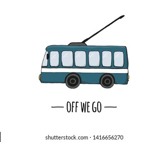 Vector retro transport icon. Vector illustration of trolley bus isolated on white background. Cartoon style illustration of old means of transport
