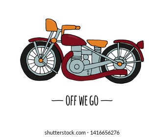 Vector retro transport icon. Vector illustration of motorbike isolated on white background. Cartoon style illustration of old means of transport
