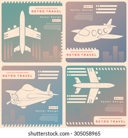 Vector Retro travel illustration with a plane and a vintage background