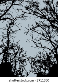 vector retro tree with branches