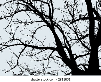 vector retro tree with branches