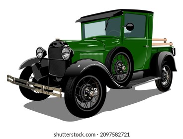 Vector retro truck. Available eps-10 vector format separated by groups with transparency effects for one-click repaint