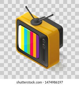 Vector retro tv Icon in fullcolor isometric 3d style isolated. Television symbol usable for web site design, logo, app, UI, posters. Vector illustration, EPS10. 