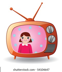 vector retro tv set