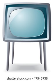 vector retro tv set on long legs