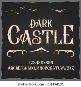 Vector Retro Typeface. Vector Font Dark Castle