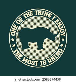 Vector retro typography rhino concept badge t shirt design template
