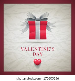 Modelo de diseño de tarjetas de felicitación del Día de San Valentín con fondo de papel arrugado. Los elementos se clasifican por separado en el archivo vectorial.