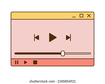 Vector Retro Video Player Window. Nostalgic UI. Retro Vaporwave Computer Interface. Window With Progress Bar. Watching Video.