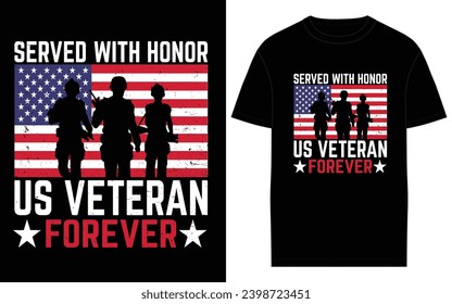 Vector retro vintage american flag and veteran tshirt design