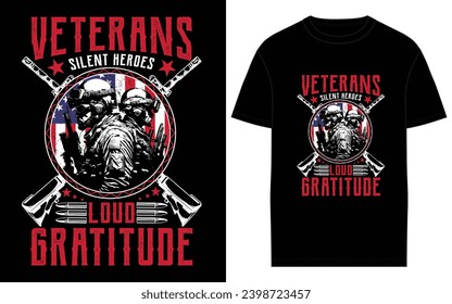 Vector retro vintage american flag and veteran tshirt design