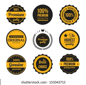 Vector Retro Vintage Badges and Labels Yellow