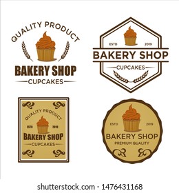 Vector Retro Vintage Bakery cake Emblem, Vector design elements, Templates, business signs, logos, identities, labels, icons, and objects, with EPS10 that can be edited.