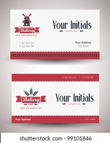 Vector retro vintage business card for bakery business.