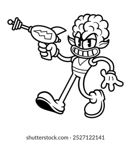 Vector Retro Vintage Cartoon Alien Illustration Isolated