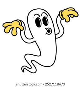 Vector Retro Vintage Cartoon Ghost Illustration Isolated