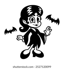 Vektor Retro Vintage Cartoon Vampir Illustration einzeln
