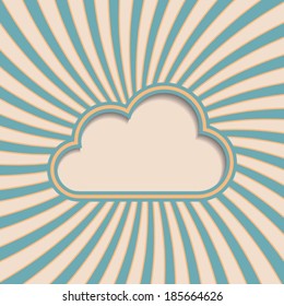 Vector retro vintage cloud text place with sun rays