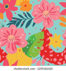 Vector Retro Vintage Festive Abstract Floral Seamless Surface Pattern for Products, Fabric or Wrapping Paper Prints.