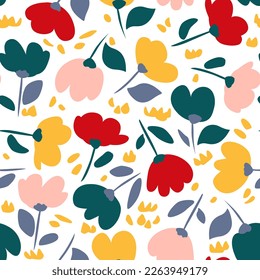 Vector Retro Vintage Festive Abstract Spring or Summer Floral Seamless Surface Pattern for Products, Fabric or Wrapping Paper Prints.