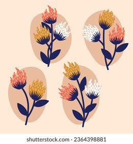 Vector Retro Vintage Festive Abstract Spring or Summer Floral Surface Pattern for Products, Fabric or Wrapping Paper Prints.