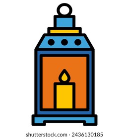 Vector Retro Vintage Lantern Symbol Icon. Illustration of a Traditional candle hanging lantern or antique kerosene lamp