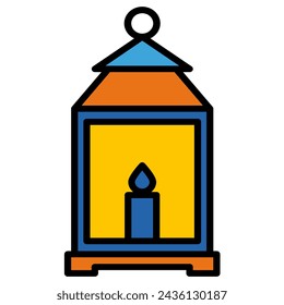 Vector Retro Vintage Lantern Symbol Icon. Illustration of a Traditional candle hanging lantern or antique kerosene lamp