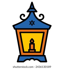 Vector Retro Vintage Lantern Symbol Icon. Illustration of a Traditional candle hanging lantern or antique kerosene lamp