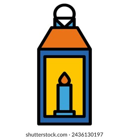 Vector Retro Vintage Lantern Symbol Icon. Illustration of a Traditional candle hanging lantern or antique kerosene lamp