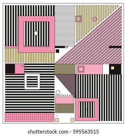 Vector Retro vintage memphis fashion style pattern. Illustration background Ideal for fabric design, paper print and website backdrop. Template background for holiday poster design.