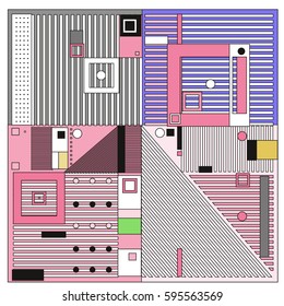 Vector Retro vintage memphis fashion style pattern. Illustration background Ideal for fabric design, paper print and website backdrop. Template background for holiday poster design.