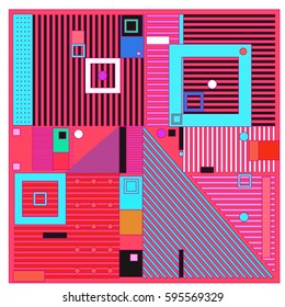 Vector Retro vintage memphis fashion style pattern. Illustration background Ideal for fabric design, paper print and website backdrop. Template background for holiday poster design.