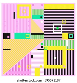 Vector Retro vintage memphis fashion style pattern. Illustration background Ideal for fabric design, paper print and website backdrop. Template background for holiday poster design.