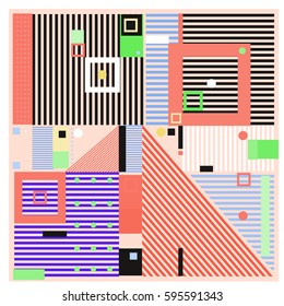 Vector Retro vintage memphis fashion style pattern. Illustration background Ideal for fabric design, paper print and website backdrop. Template background for holiday poster design.