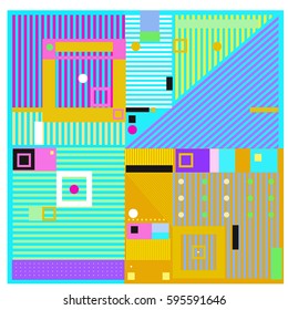 Vector Retro vintage memphis fashion style pattern. Illustration background Ideal for fabric design, paper print and website backdrop. Template background for holiday poster design.