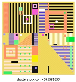 Vector Retro vintage memphis fashion style pattern. Illustration background Ideal for fabric design, paper print and website backdrop. Template background for holiday poster design.