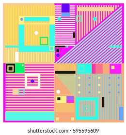 Vector Retro vintage memphis fashion style pattern. Illustration background Ideal for fabric design, paper print and website backdrop. Template background for holiday poster design.