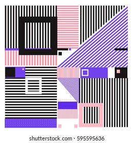 Vector Retro vintage memphis fashion style pattern. Illustration background Ideal for fabric design, paper print and website backdrop. Template background for holiday poster design.
