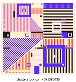 Vector Retro vintage memphis fashion style pattern. Illustration background Ideal for fabric design, paper print and website backdrop. Template background for holiday poster design.