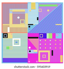Vector Retro vintage memphis fashion style pattern. Illustration background Ideal for fabric design, paper print and website backdrop. Template background for holiday poster design.