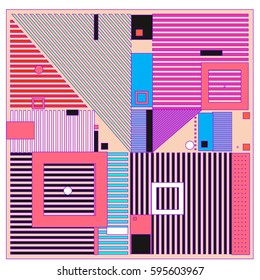 Vector Retro vintage memphis fashion style pattern. Illustration background Ideal for fabric design, paper print and website backdrop. Template background for holiday poster design.