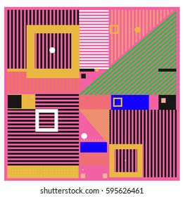 Vector Retro vintage memphis fashion style pattern. Illustration background Ideal for fabric design, paper print and website backdrop. Template background for holiday poster design.