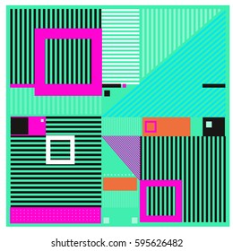 Vector Retro vintage memphis fashion style pattern. Illustration background Ideal for fabric design, paper print and website backdrop. Template background for holiday poster design.