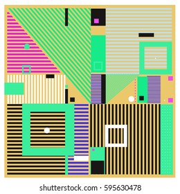 Vector Retro vintage memphis fashion style pattern. Illustration background Ideal for fabric design, paper print and website backdrop. Template background for holiday poster design.